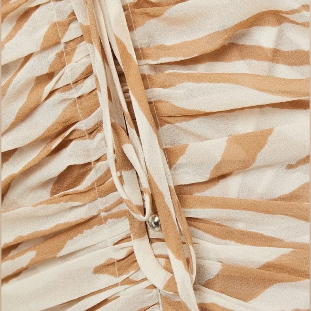 NWOT Veronica Beard Soheyla Ruched Tiger Print Silk Georgette Dress Size 10 - Picture 7 of 11